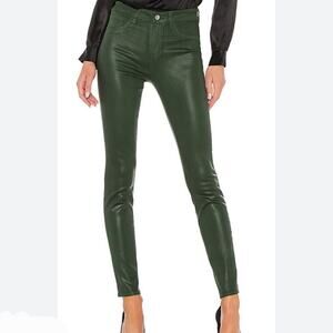 NEW L'AGENCE Marguerite Coated High Rise Stretch Skinny Jean Moss Green
